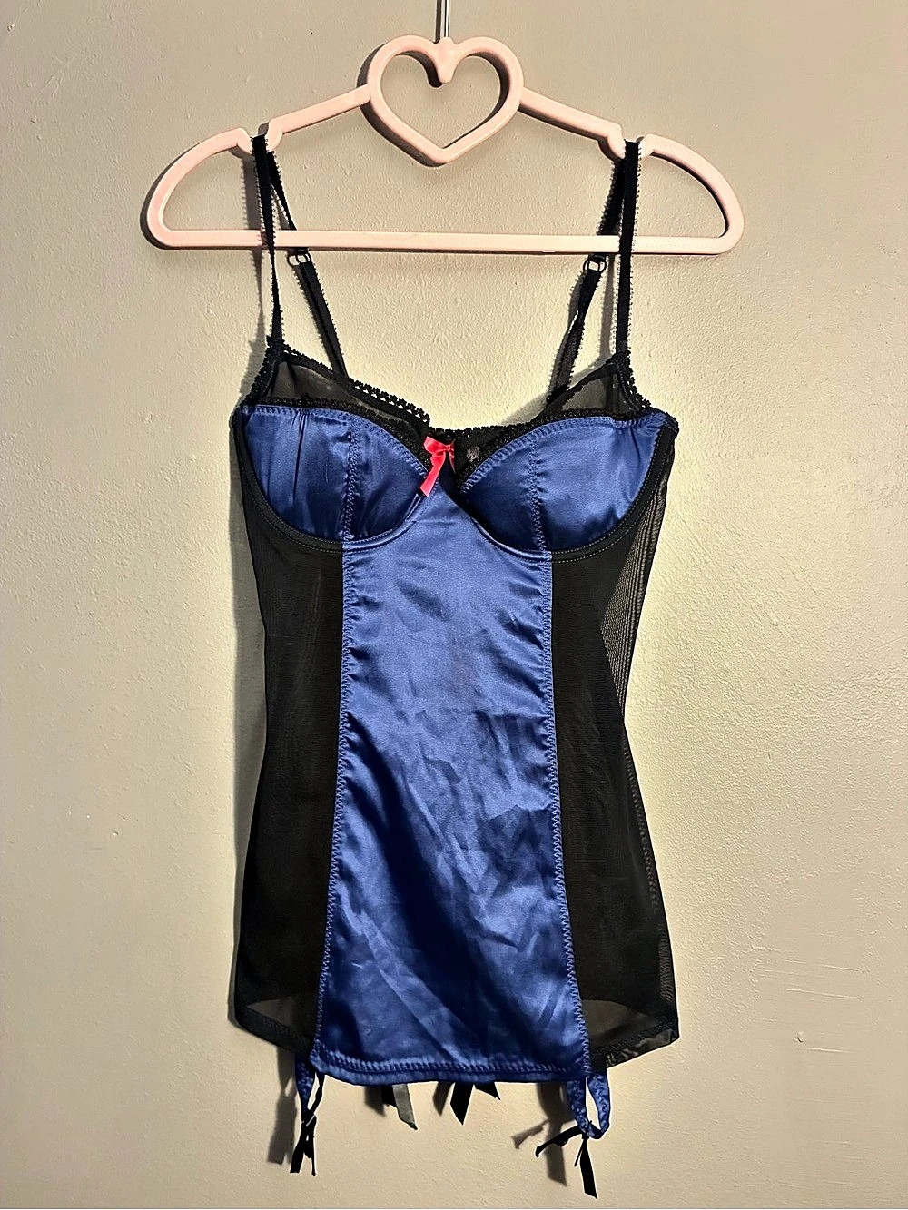 Victoria's Secret Blue & Black Satin Chemise Like New